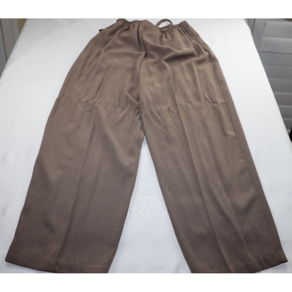 Vtg Christy Girl Pants Women's Large petite Brown Pull On Wide Leg USA Made